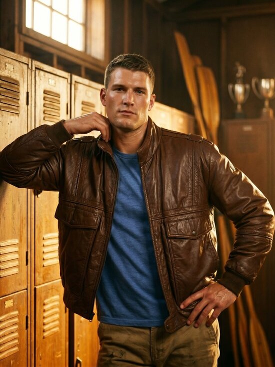 American Male Other - American Male Mens Size M Brown Leather Jacket Vintage 80s Moto Aviator Archival